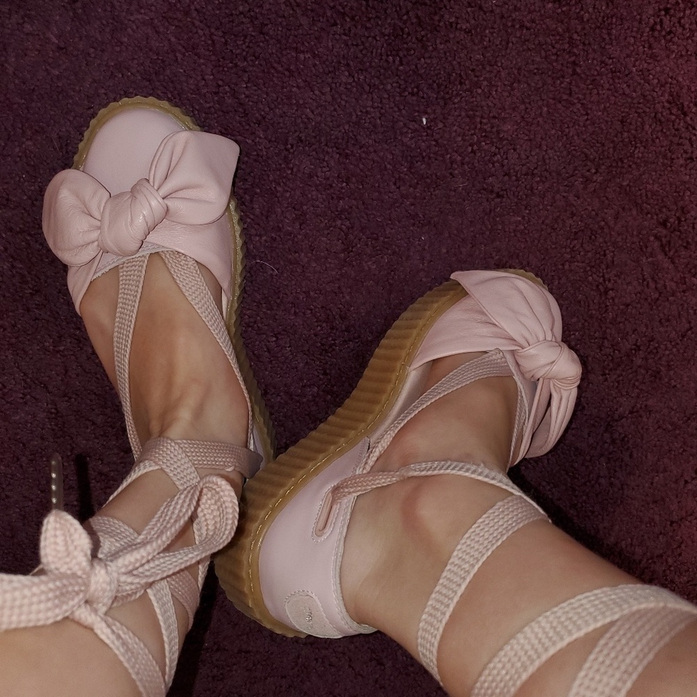 Pink Fenty creeper platform shoes. Puma.